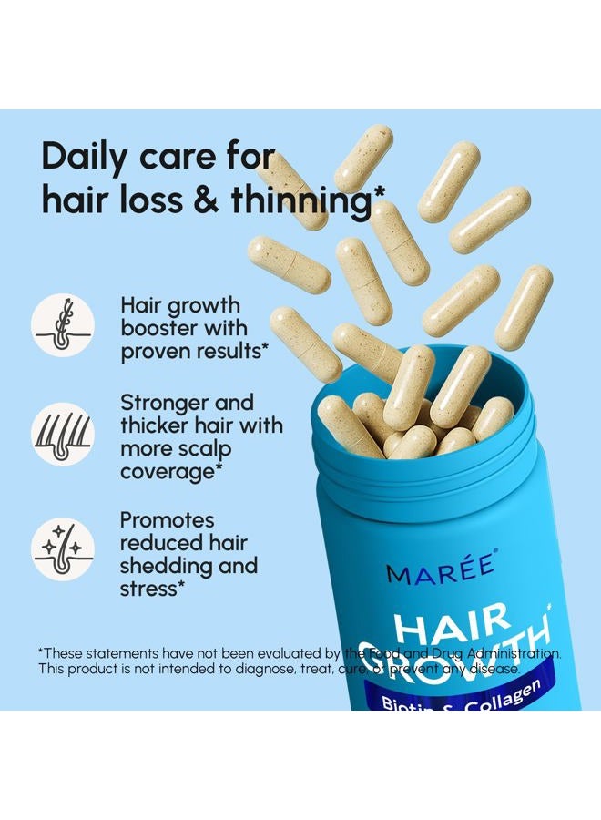 MAREE Hair Growth Vitamins - Faster Thicker Hair Growth Products - Biotin & Collagen Complex Hair Growth Supplements - Hair Vitamins for Hair Loss for Women & Men - Vitaminas Para El Cabello 120 Pills - Image 3