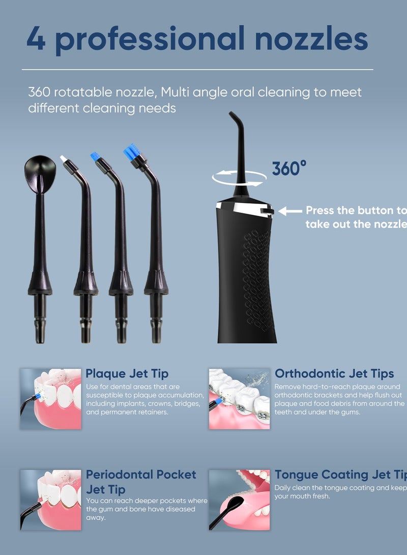 MySmile LP211 Cordless Advanced Water Flosser for Teeth 5 Cleaning Modes Rechargeable Power Dental Flosser 8 Replacement Jet Tips IPX 7 Waterproof Dental Irrigador with Travel Storage Pouch (Black) - Image 3