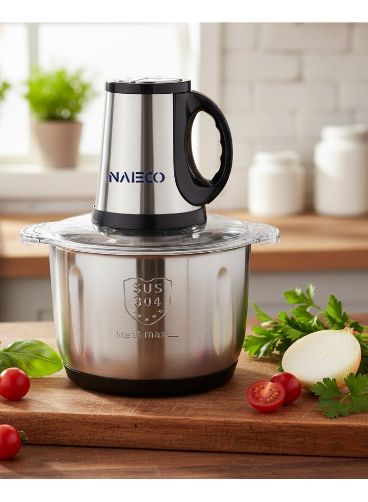 NAIECO Multi-Function food chopper,3 L Bowl, Blade,Easy to clean,Food Processor 3L Stainless Steel Meat Blender Food Chopper for Meat, Meat Mincer with Stainless Steel 4 Blades - Image 3