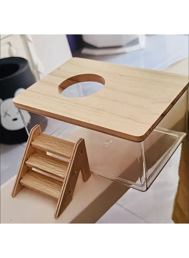 حوض رمل للاستحمام للحيوانات الأليفة الصغيرة مع سلالم صغيرة للهامستر وخنازير غينيا مقاس 6 1x4 13x2 36 بوصة - Image 4