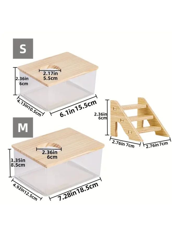 حوض رمل للاستحمام للحيوانات الأليفة الصغيرة مع سلالم صغيرة للهامستر وخنازير غينيا مقاس 6 1x4 13x2 36 بوصة - Image 3