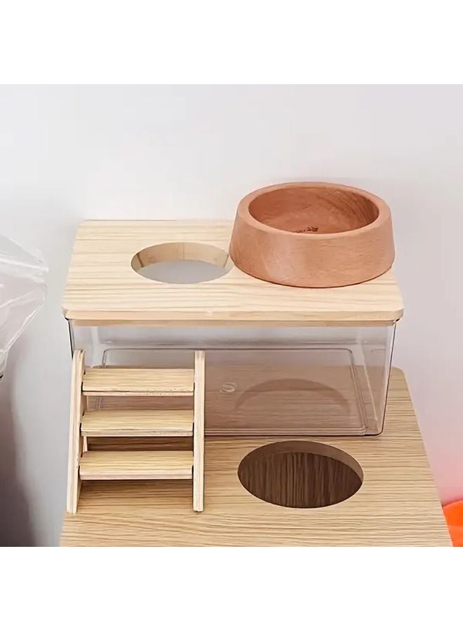 حوض رمل للاستحمام للحيوانات الأليفة الصغيرة مع سلالم صغيرة للهامستر وخنازير غينيا مقاس 6 1x4 13x2 36 بوصة - Image 5