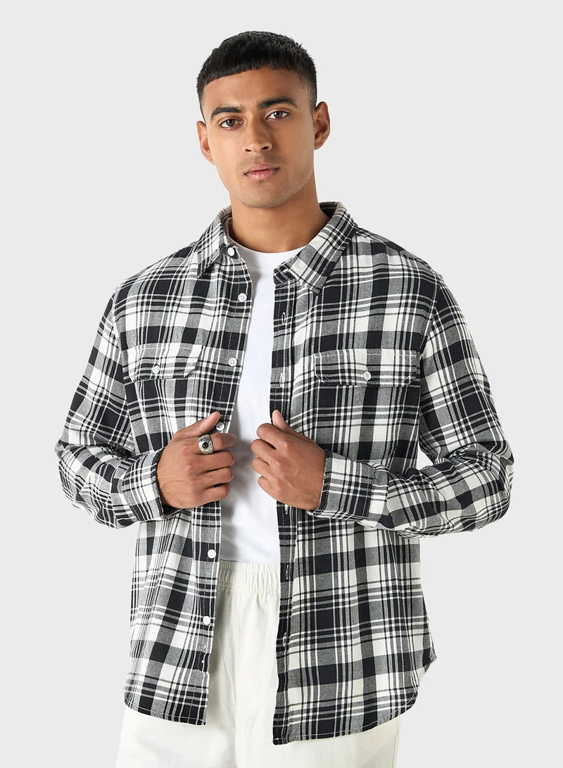 لي كوبر Lee Cooper Regular Fit Checked Shirt with Collar a