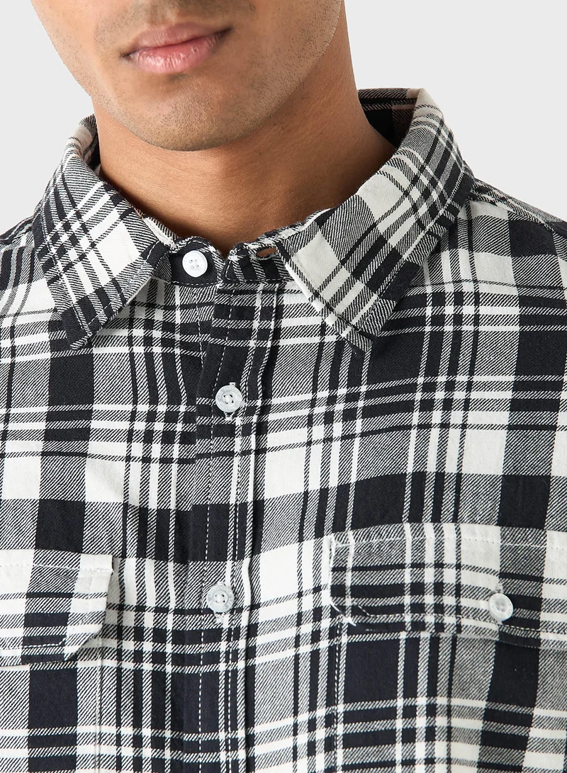 لي كوبر Lee Cooper Regular Fit Checked Shirt with Collar a