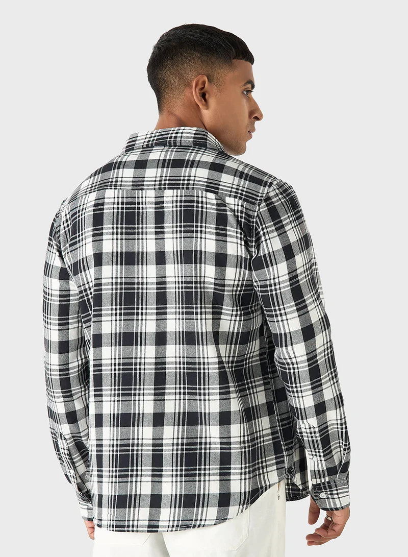 لي كوبر Lee Cooper Regular Fit Checked Shirt with Collar a