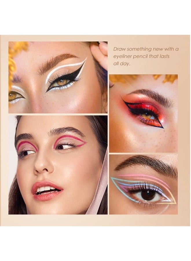 Bestland 12 Colors Matte Creamy Eyeliner Set Rainbow Red Black White Brown Colorful Neon Eyeliner Pencil Pigmented Smudgeproof Long Lasting Gel Eye Liner Makeup Gift Kit for Women (Set D) - Image 4