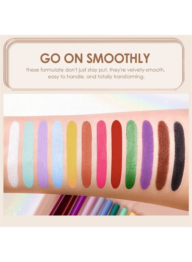 Bestland 12 Colors Matte Creamy Eyeliner Set Rainbow Red Black White Brown Colorful Neon Eyeliner Pencil Pigmented Smudgeproof Long Lasting Gel Eye Liner Makeup Gift Kit for Women (Set D) - Image 3