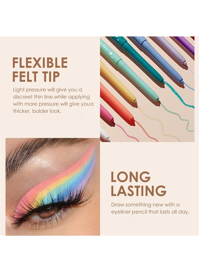 Bestland 12 Colors Matte Creamy Eyeliner Set Rainbow Red Black White Brown Colorful Neon Eyeliner Pencil Pigmented Smudgeproof Long Lasting Gel Eye Liner Makeup Gift Kit for Women (Set D) - Image 5