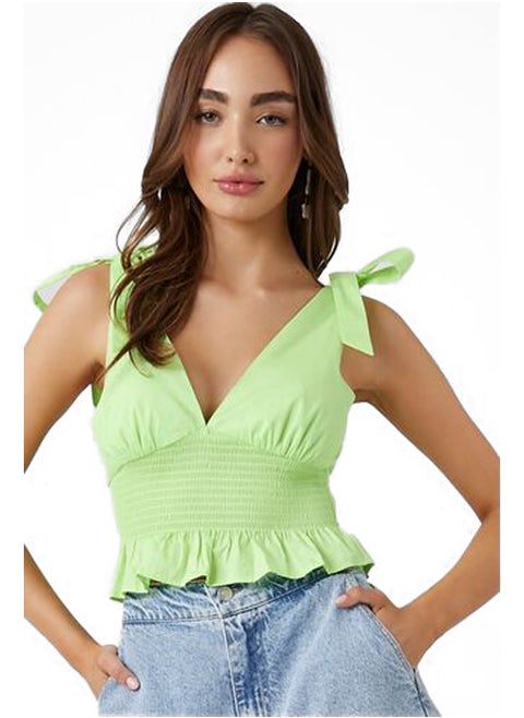 Tie-Strap Flounce Crop Top