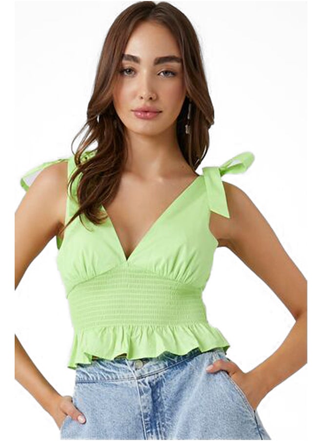 FOREVER 21 - Tie-Strap Flounce Crop Top - Image 1