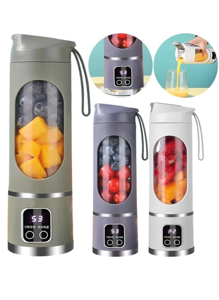 450ml Portable Juicer Electric Juicer Cup USB Rechargeable Blender Cup with 12 Blades 1500mAh for Smoothies Shakes