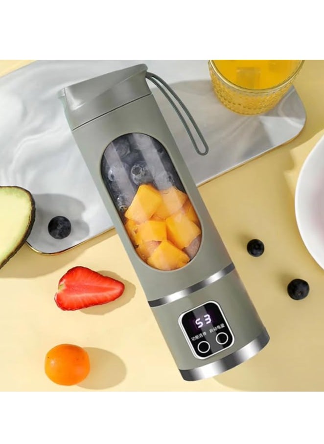 450ml Portable Juicer Electric Juicer Cup USB Rechargeable Blender Cup with 12 Blades 1500mAh for Smoothies Shakes