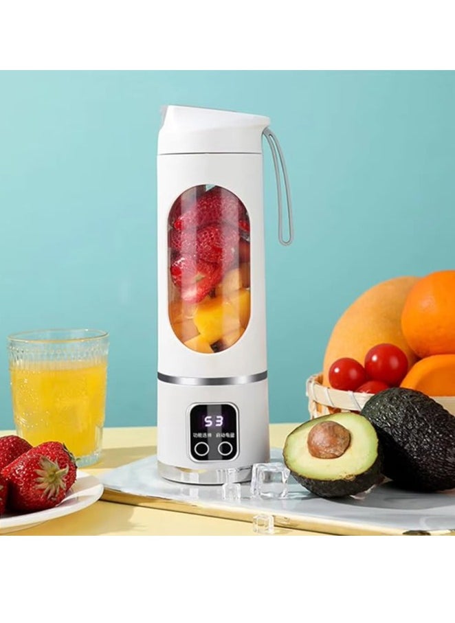 450ml Portable Juicer Electric Juicer Cup USB Rechargeable Blender Cup with 12 Blades 1500mAh for Smoothies Shakes