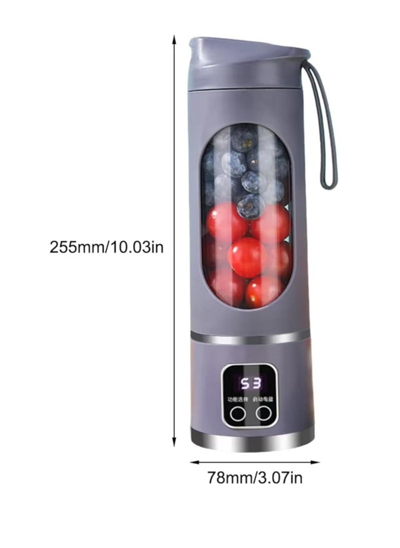 450ml Portable Juicer Electric Juicer Cup USB Rechargeable Blender Cup with 12 Blades 1500mAh for Smoothies Shakes