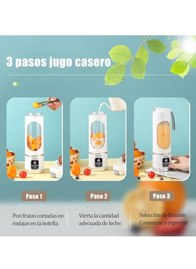 450ml Portable Juicer Electric Juicer Cup USB Rechargeable Blender Cup with 12 Blades 1500mAh for Smoothies Shakes