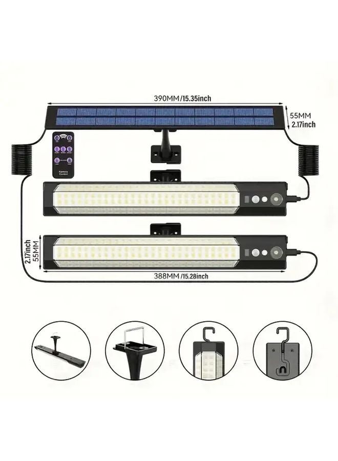 مصباح الجدار الشمسي الأسود LED للمناظر الطبيعية مع مستشعر الحركة للإضاءة الخارجية - Image 3