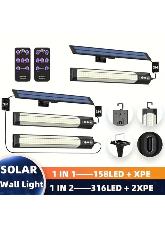 مصباح الجدار الشمسي الأسود LED للمناظر الطبيعية مع مستشعر الحركة للإضاءة الخارجية - Image 2