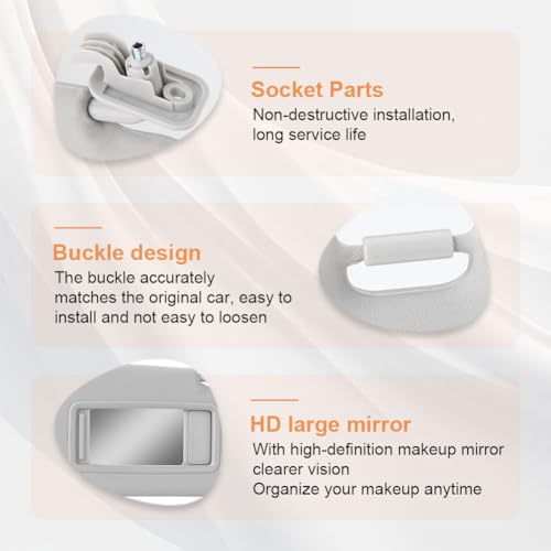 zayody Left Driver and Right Passenger Side Sun Visor with Vanity Mirror Compatible with Mazda 3 2010 2011 2012 2013 Gray Sunvisor Replacement for BBM2-69-320C-75 BBM3-69-320C-75 1 Pair - Image 4