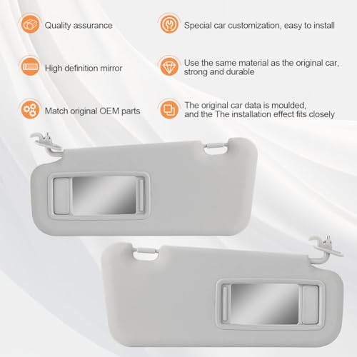 zayody Left Driver and Right Passenger Side Sun Visor with Vanity Mirror Compatible with Mazda 3 2010 2011 2012 2013 Gray Sunvisor Replacement for BBM2-69-320C-75 BBM3-69-320C-75 1 Pair - Image 5