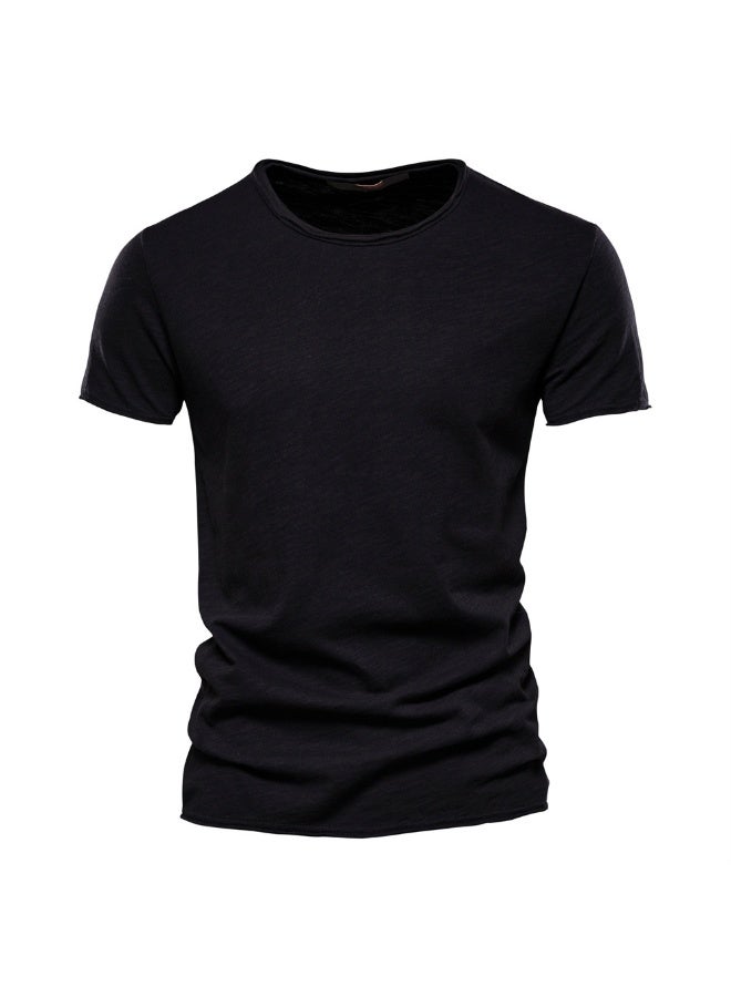 xozgdovg Summer New Men's Solid Color Bamboo Cotton V-Neck Short Sleeve T-Shirt 
