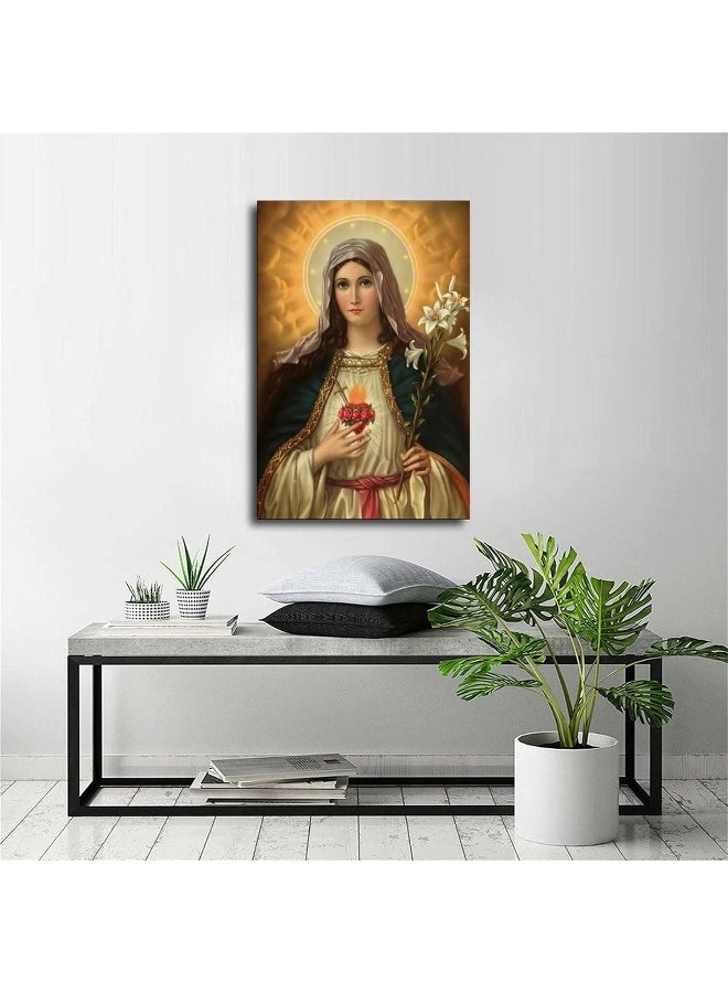 FireDeer Catholic Jesus Poster Print On Canvas Painting Christian God Pictures for Living Room No Frame (Virgin Mary,16x24inch) - Image 4