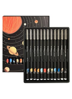 KASTWAVE Cool Pens 12Pcs Planet Pattern Pens 0.5mm Black Ink Fun Kawaii Pens Aesthetic Pretty Novelty Pens Gifts Chinese Style for Boys and Girls lovely School Office Supplies  - Image 1