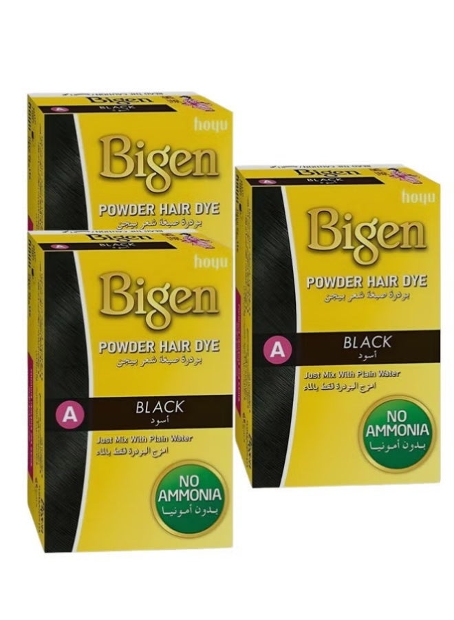 Bigen Powder Hair Dye Black - 3 pc - 6 gm - Image 1