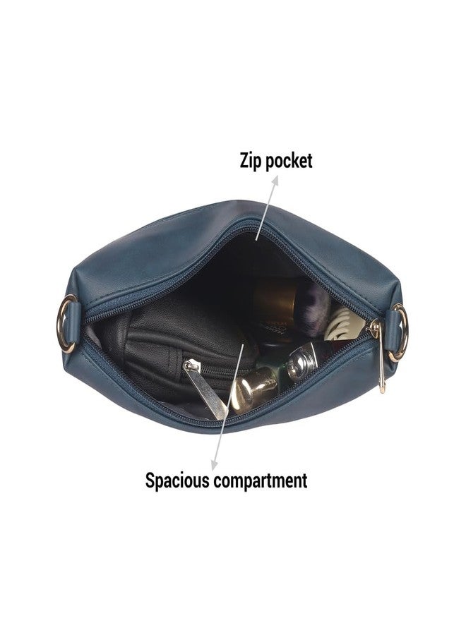 Mochi Women's Blue Faux Leather Quilted Sling Bag with Adjustable Strap (66-7549) - Image 5
