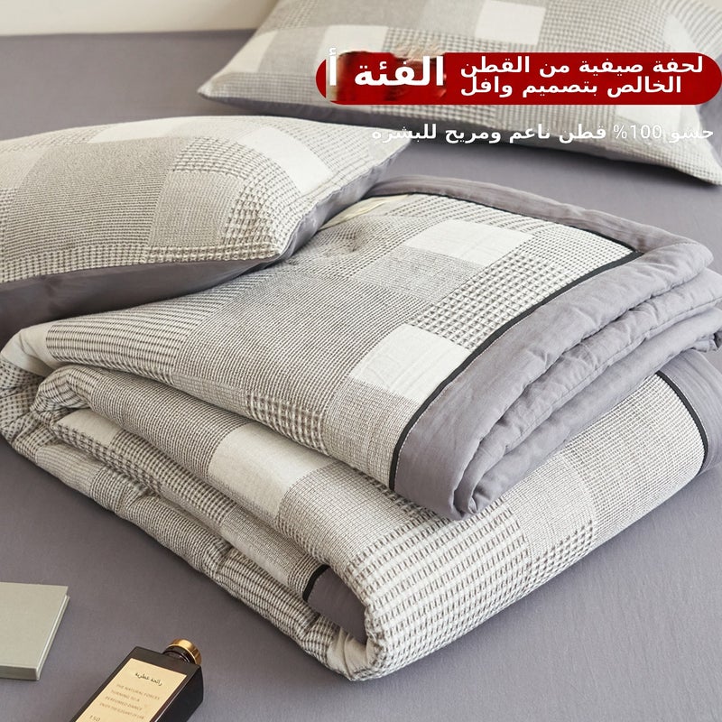 Rose Brown Class A Cotton Waffle Summer Quilt Set - Lightweight 4-Piece Bedding - Image 2