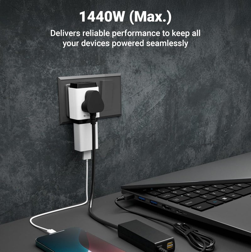 ZEBRONICS مأخذ تمديد الطاقة، 1440 واط، 6 أمبير، 3x مأخذ عالمي عالي الجودة، تصميم مدمج وقوي، للأجهزة المنزلية والمكتبية (قابس الطاقة 31) - Image 2