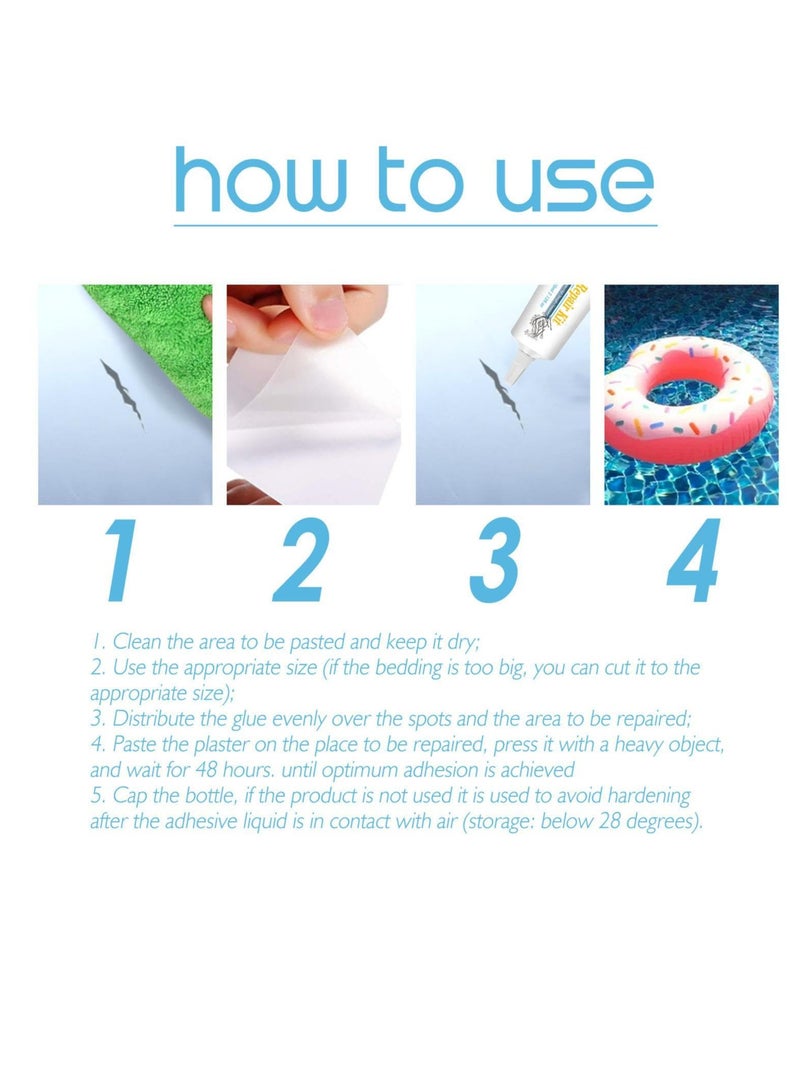 Excefore Pool Patch Kit, Waterproof Pool Patch Repair Kit Including 60ml Glue, 10PCS Round and Square Patches, for Swimming Ring, Pool Floats, Inflatable Toys, Inflatable Boat, Various Inflatables - Image 3