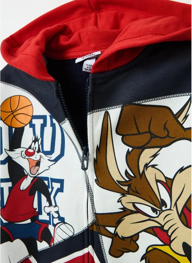 Ovs Sylvester the Cat and Bugs Bunny full-zip sweatshirt with hood