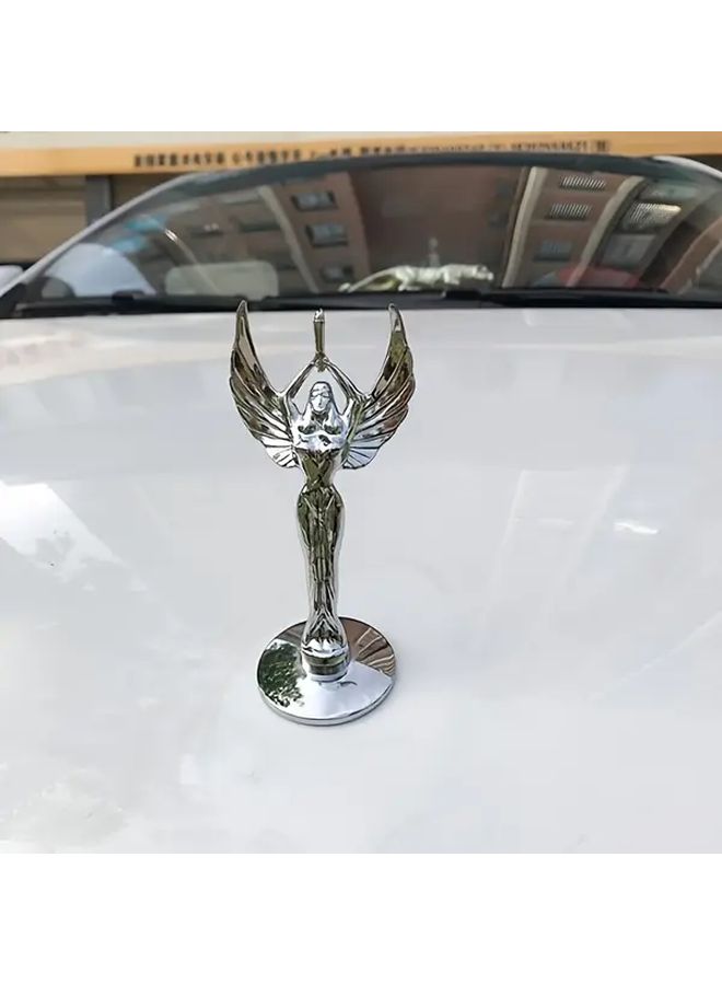 Silver 3D Zinc Alloy Angel Eagle Car Hood Emblem Durable Weather Resistant Auto Decoration - Image 5