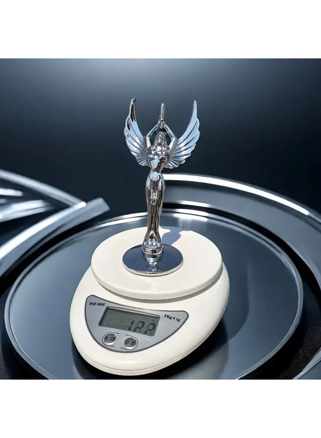 Silver 3D Zinc Alloy Angel Eagle Car Hood Emblem Durable Weather Resistant Auto Decoration - Image 1