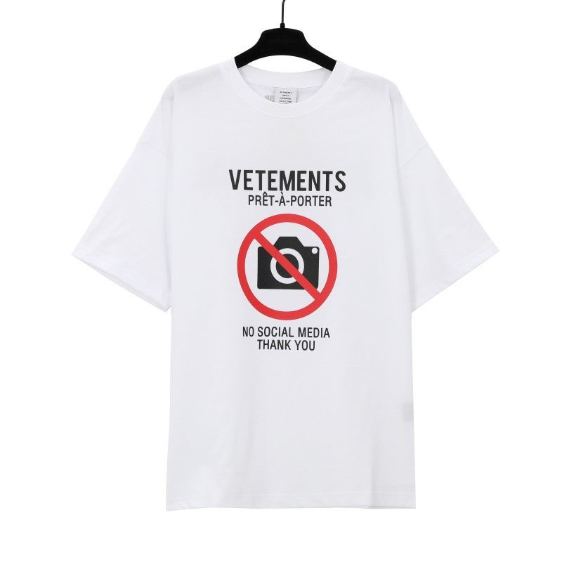 Vtm Letter American Trendy Brand No Pography Printed Loose Washed Distressed Short-Sleeved T-Shirt Couple Wear Special Cute - Image 3