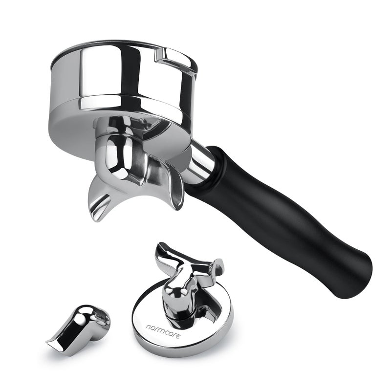 نورمكور 58 مم 3 في 1 بورتافيلتر بدون قاع مزدوج أحادي الفوهة مع سلة 22 جرام تناسب E61 Flair 58 ECM Rocket Sanremo Synesso Slayer VBM مقبض من الألمنيوم المؤكسد