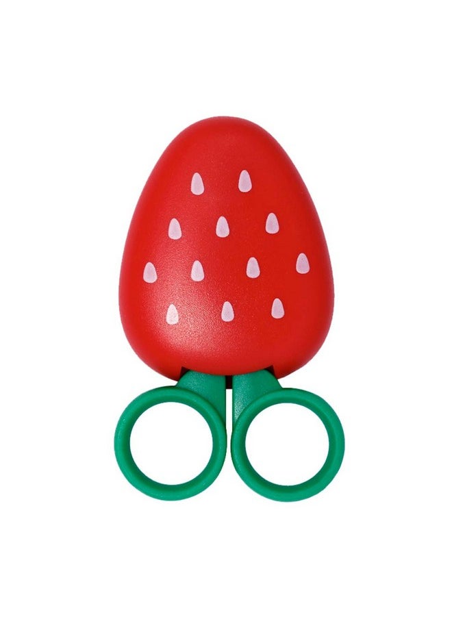 HEALLILY Refrigerator Paste Cutter Safety Scissors Mini Cute Strawberry Shape Portable Paper Cutters Set For Scrapbook Crafts Photo Album Decoration Greeting Gift Cards Embroidery Scissor  - Image 1