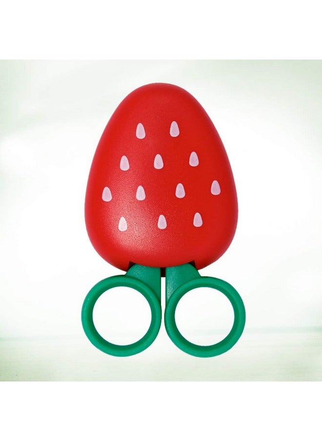HEALLILY Refrigerator Paste Cutter Safety Scissors Mini Cute Strawberry Shape Portable Paper Cutters Set For Scrapbook Crafts Photo Album Decoration Greeting Gift Cards Embroidery Scissor  - Image 2