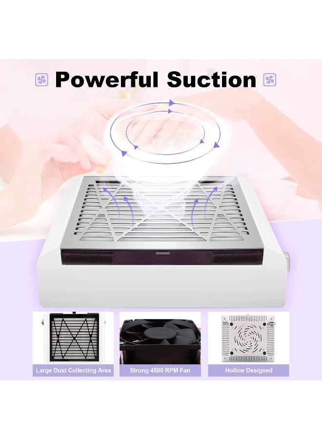 BRANTMAKER Nail Dust Collector with Brush and 2 Reusable Filters 60W Vacuum Dust Fan for Acrylic Nails white - Image 2
