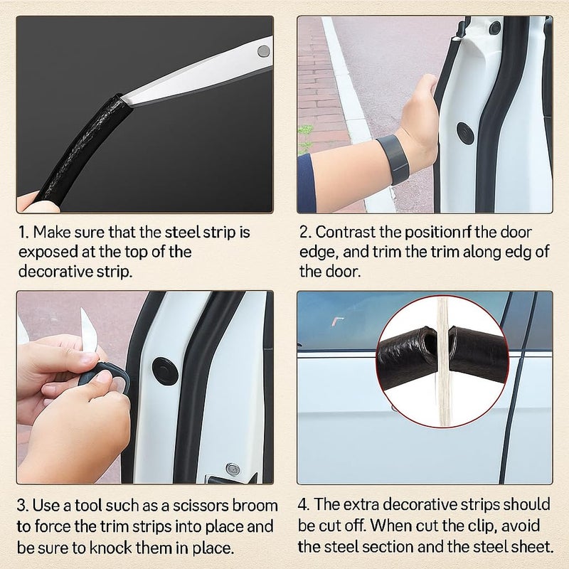 AOSIS - Tata Nexon Kraz Car Door Edge Protector U-Shaped Rubber, Built-in Steel, 5 Meter - Image 3