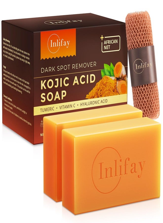 Inlifay Kojic Acid Soap Bar: Dark Spot Remover with Turmeric - Skin Cleasing for Women with Hyperpigmentation - Home Travel Use with African Net Sponge in Summer - Image 1