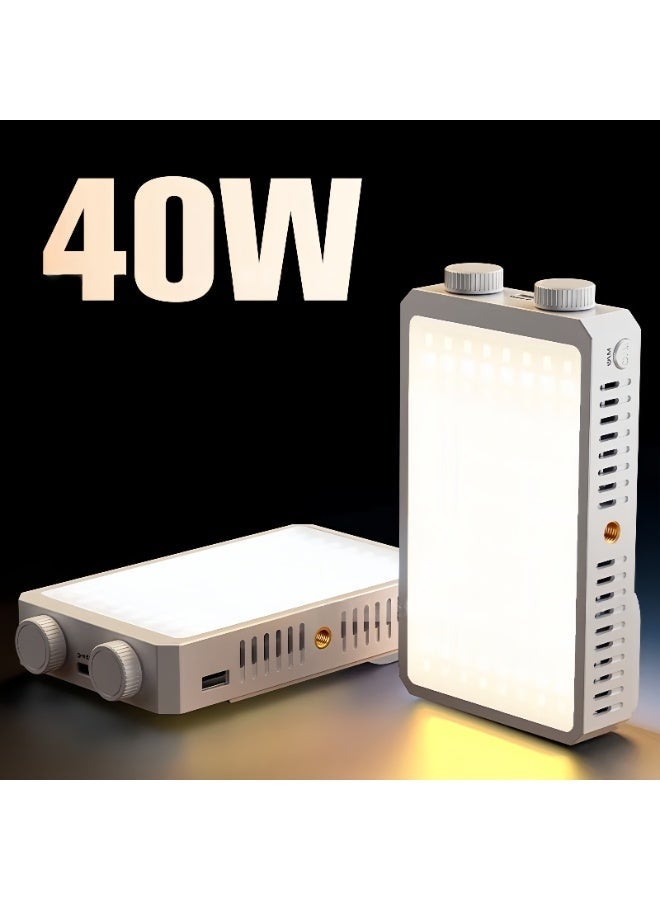 40W Portable LED Video Light – COB Photography Light 3000K-7000K Bi-Color, CRI 96+, 8 FX Effects, 3000mAh Rechargeable for Camera Vlog Live Streaming - Image 1