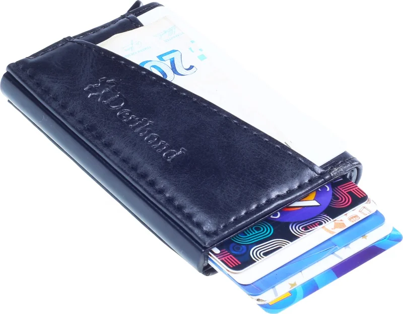 Deribond Men's Belt and Crazy Leather Mechanism Card Holder