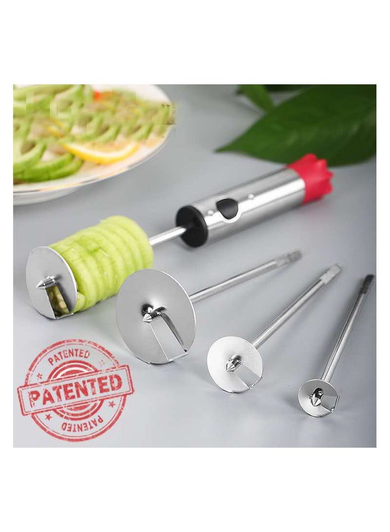 Stainless Steel Vegetable Drill Fruit Corer And Veggie Spiralizer Twister Set Ergonomic Handle With 4 Sizes for Coring and Hollowing out Zucchini, Potatoes, Carrot,Apple  - Image 1