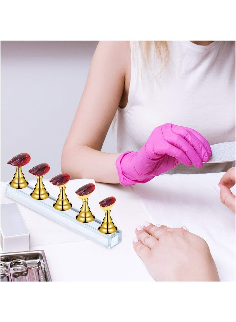 Ailily 2 Sets Acrylic Nail Display Stand for False Nail Tip Manicure Tool (Gold and White)  - Image 3