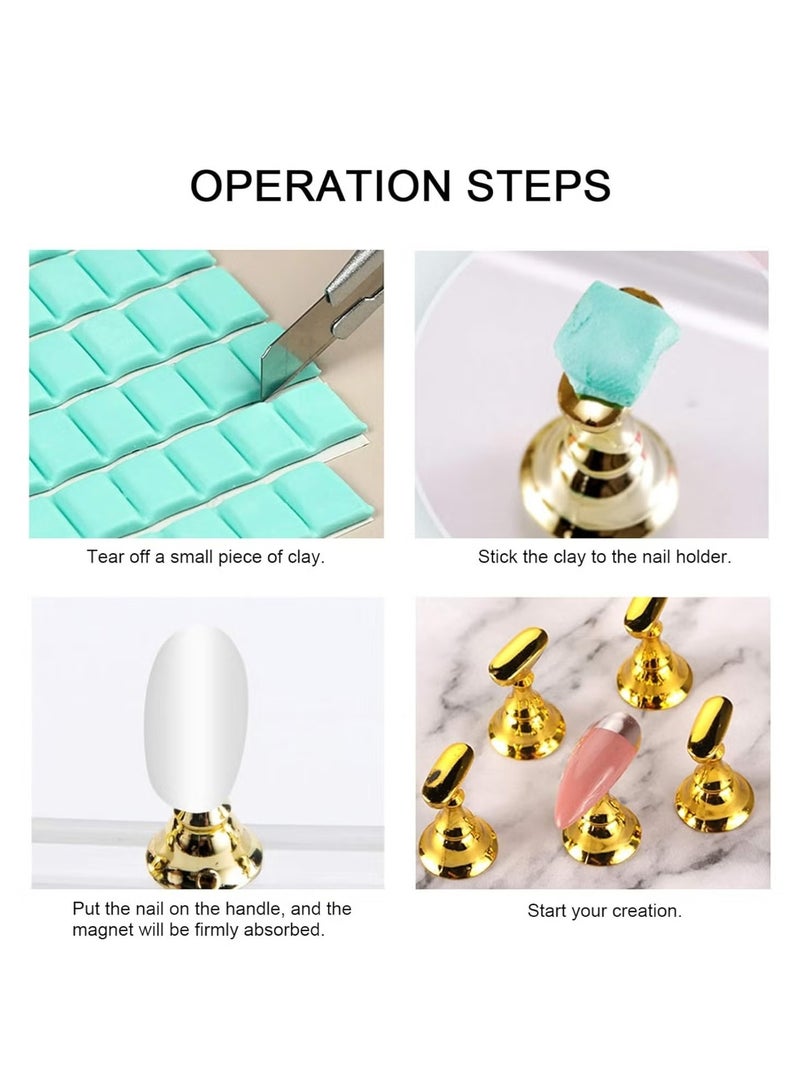 Ailily 2 Sets Acrylic Nail Display Stand for False Nail Tip Manicure Tool (Gold and White)  - Image 5