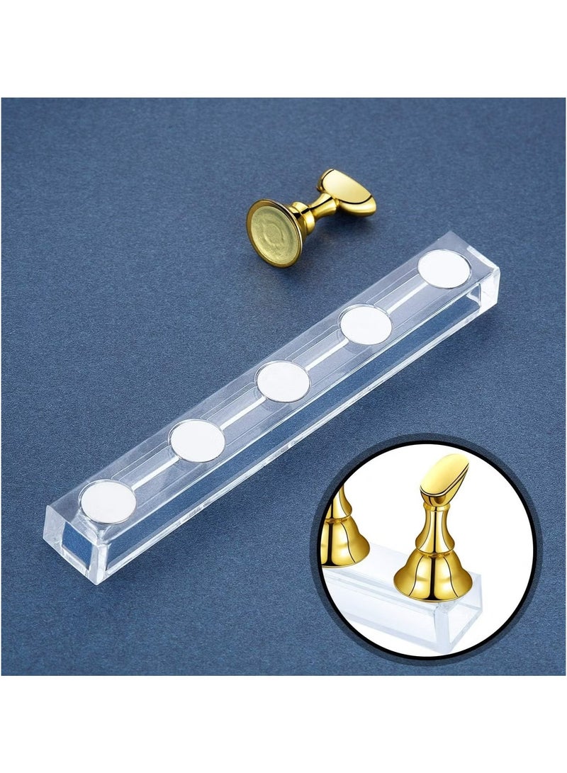 Ailily 2 Sets Acrylic Nail Display Stand for False Nail Tip Manicure Tool (Gold and White)  - Image 2