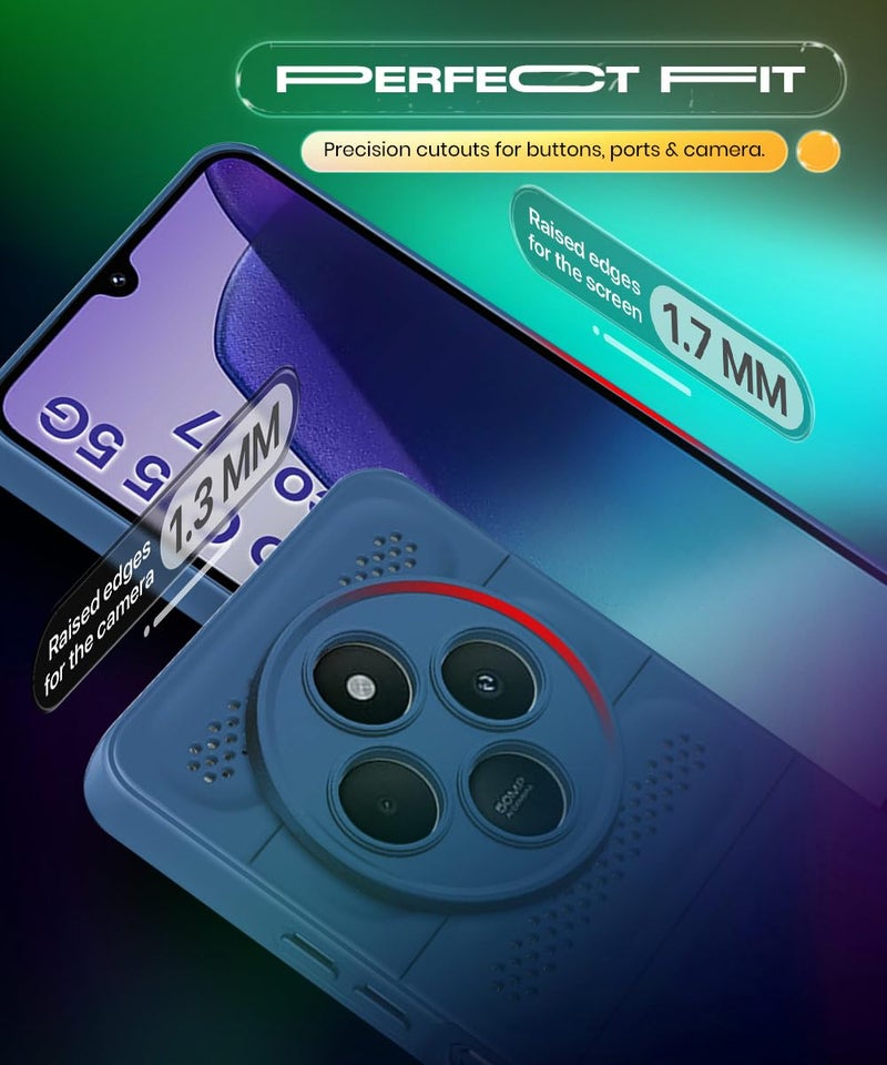 WOW IMAGINE Ultimate Silicone Back Cover Case for Redmi A4 5G | Poco C75 5G | 14C 5G | Poco M7 | Heat Dissipation Thin Soft TPU | 360° Camera Protection | Breathable Cooling Holes – Deep Blue - Image 5