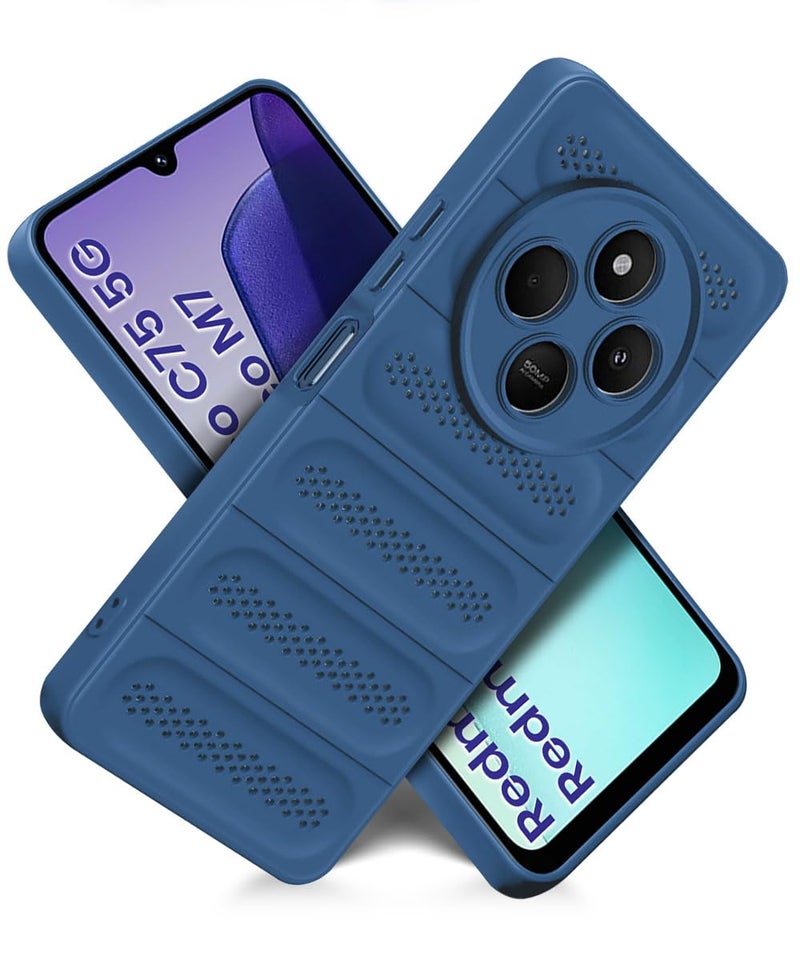WOW IMAGINE Ultimate Silicone Back Cover Case for Redmi A4 5G | Poco C75 5G | 14C 5G | Poco M7 | Heat Dissipation Thin Soft TPU | 360° Camera Protection | Breathable Cooling Holes – Deep Blue - Image 2