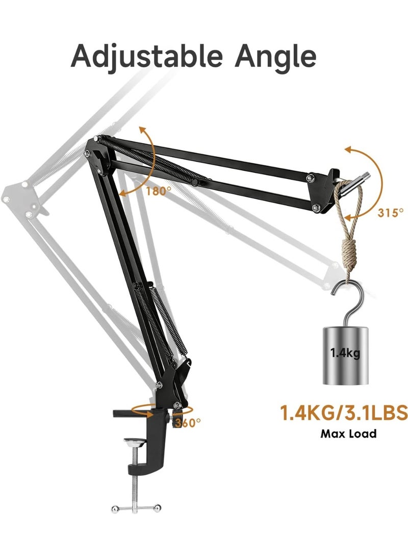 Metal Tabletop Stand for iPad, Tablet, Mobile Phone, Long Arm Adjustable Multi-Angle for Office, Home, Movie Watching, Live Streaming - Premium Steel Retractable Table Mount - Image 2